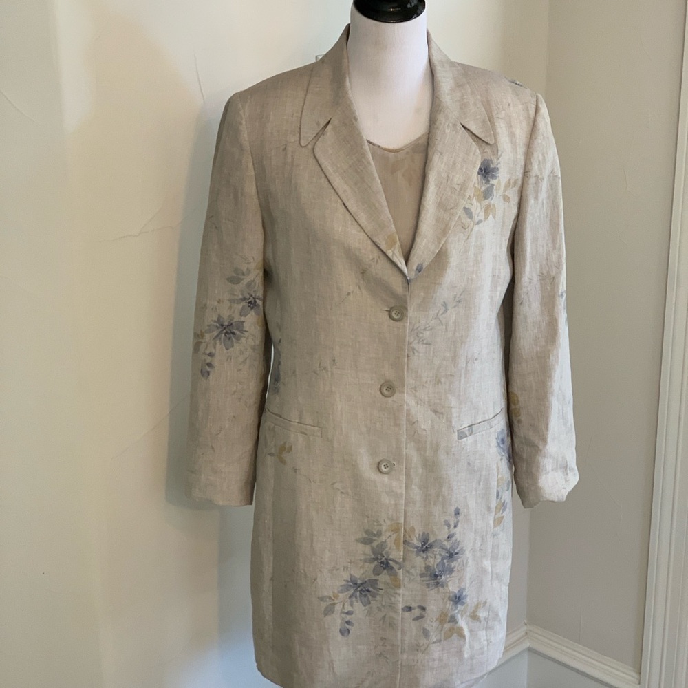 Bergamo by EBI Linen Dress w Jacket, silk lined, size 10